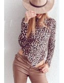 Body din velur cu guler leopard 7431 - Magazin online - Boutique